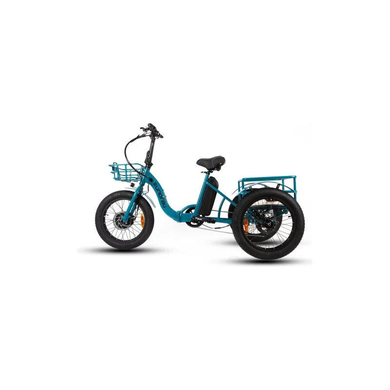 EUNORAU New-Trike Step-Through Fat Tire Folding Electric Tricycle Teal