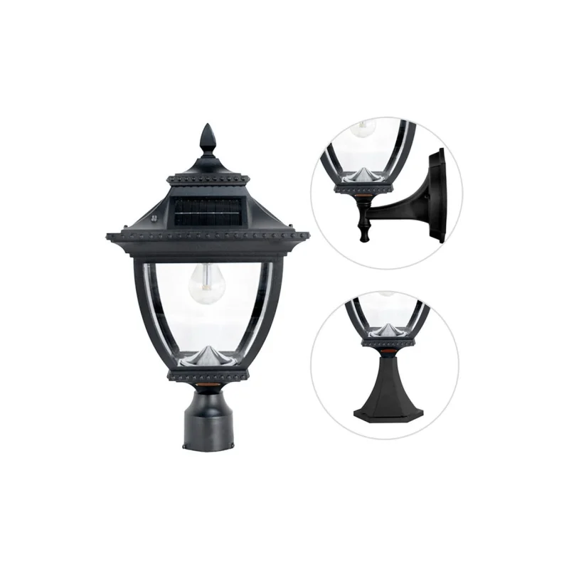 Gama Sonic Pagoda Bulb Solar Lamp – With Pole, Post & Wall Mount Kit
