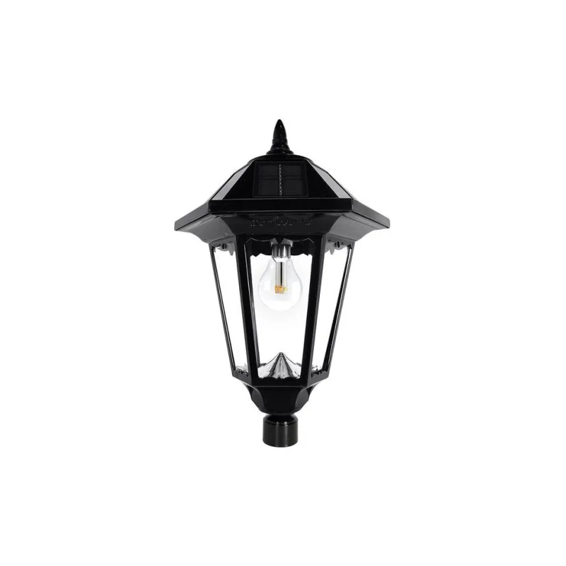 Gama Sonic Windsor Bulb Solar Light – With Pole, Post & Wall Mount Kit – Black