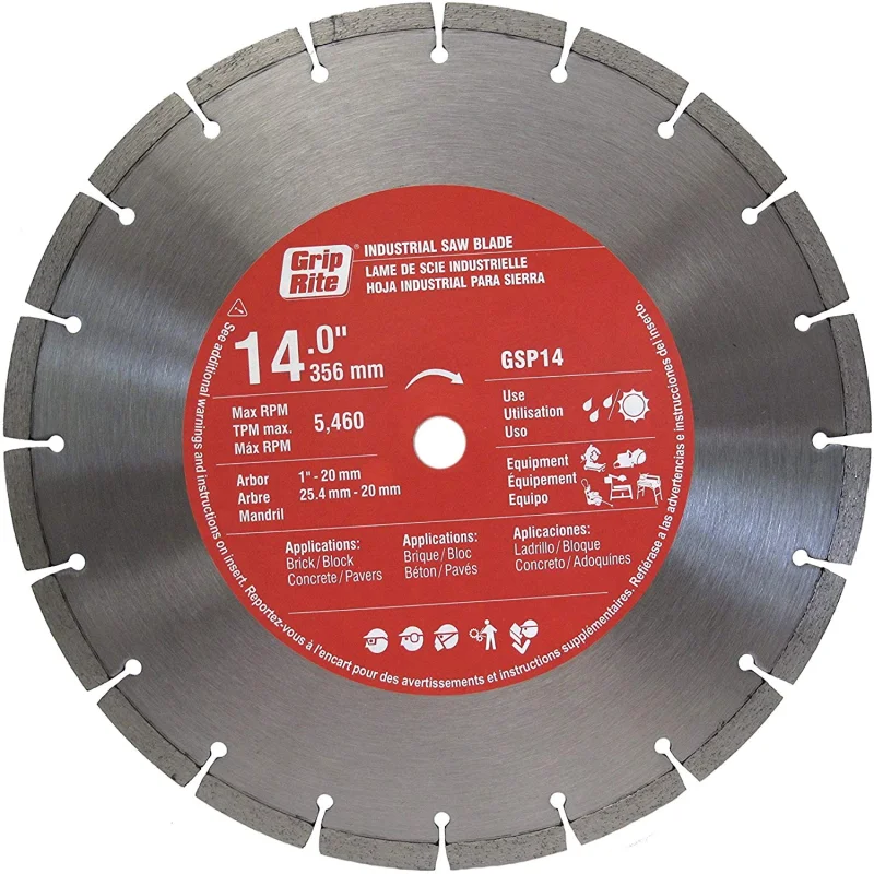 Grip Rite Prime Guard GSP14 General Purpose Industrial Saw Blade with 10mm Segments, 14″