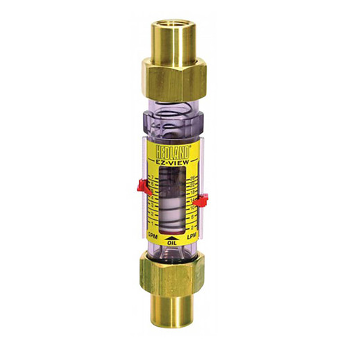 Badger Meter Hedland Variable Area EZ-View Water Flow Meter, Polysulfone Body, 3/4 in. Male NPTF Swivel Brass Fitting