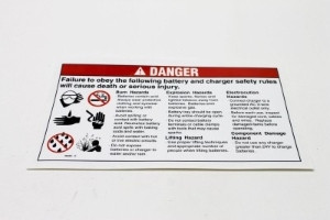 Genie Lift Part # 46262GT - DECAL,DANGER,BATTERY SAFETY, EA