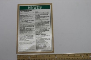 Genie Lift Part # 43090GRGT - DECAL,NOTICE,OPER INST,PCP, EA