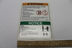 Genie Lift Part # 33493GT - DECAL,WARNING,ADJ FORK SAFETY, EA