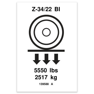 Genie Lift Part # 139588GT - DECAL,LABEL,WHEEL LOAD Z34BE**, EA