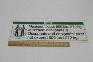 Genie Lift Part # 32998GT - DECAL,NOTICE,MAX LOAD 600 LBS*, EA