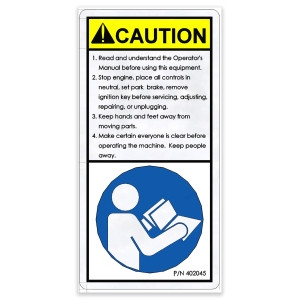 Genie Lift Part # 226943GT - DECAL,CAUTION,READ INST, EA