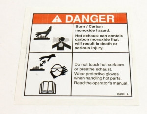 Genie Lift Part # 133012GT - DECAL,DANGER-BURN/CO HAZARD, EA