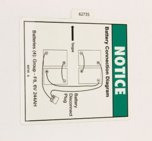 Genie Lift Part # 62735GT - DECAL,NOTICE,BATT CONNECT, DC, EA