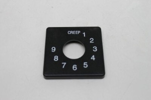 Genie Lift Part # 35680GT - LEGEND,PLSTC,"CREEP TO 9"***, EA