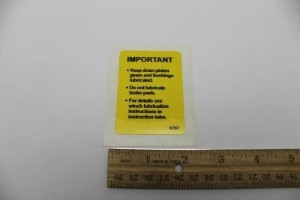 Genie Lift Part # 6787GT - DECAL,WINCH LUBE INST., EA