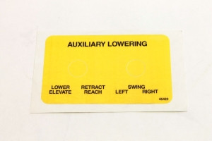 Genie Lift Part # 45422GT - DECAL,AUXILIARY LOWER/RETRACT, EA