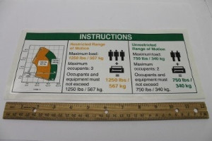 Genie Lift Part # 147608GT - DECAL,INST PLAT CAP 60XC, EA