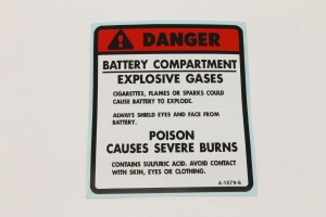 Genie Lift Part # 4-1579-6GT - DECAL, DANGER BATTERY HAZARD, EA