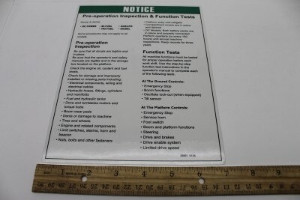 Genie Lift Part # 29801GT - DECAL,NOTICE,PRE-OPER,Z45MP, EA
