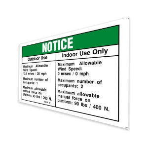 Genie Lift Part # 46230GT - DECAL,NOTICE,MAN FORCE/WIND,CE, EA