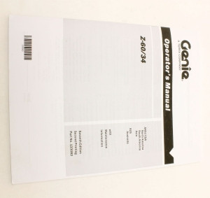 Genie Lift Part # 133082GT - MANUAL,OPERATORS,Z60,7TH ED, EA