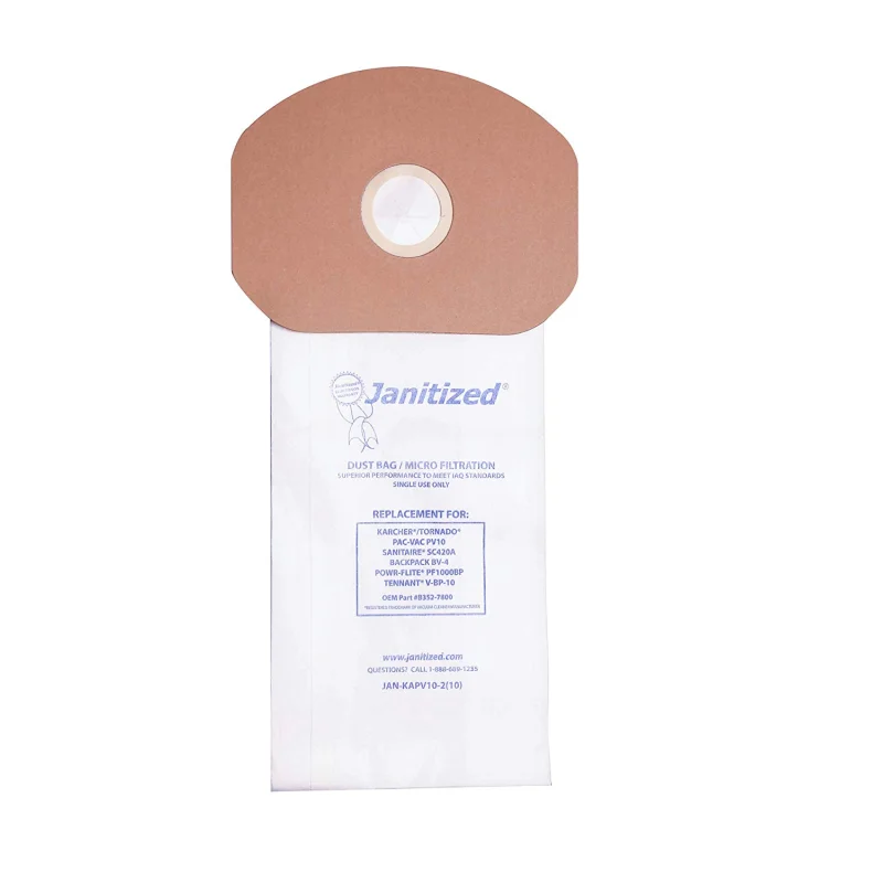 Janitized JAN-KAPV10-2(10) Commercial Vacuum Paper Bag, Karcher/Tornado PV10, Power-Flite PF1000BP, Sanitaire SC420A, Tennant V-BP-10