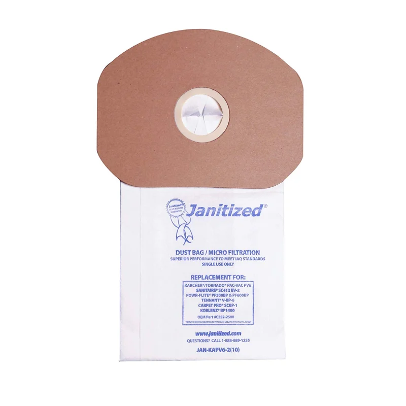 Janitized JAN-KAPV6-2(10) Paper Commercial Vacuum Bag for Sanitaire, Tornado Pac-Vac, Koblenz, Tennant, Powr-Flite ( Case )