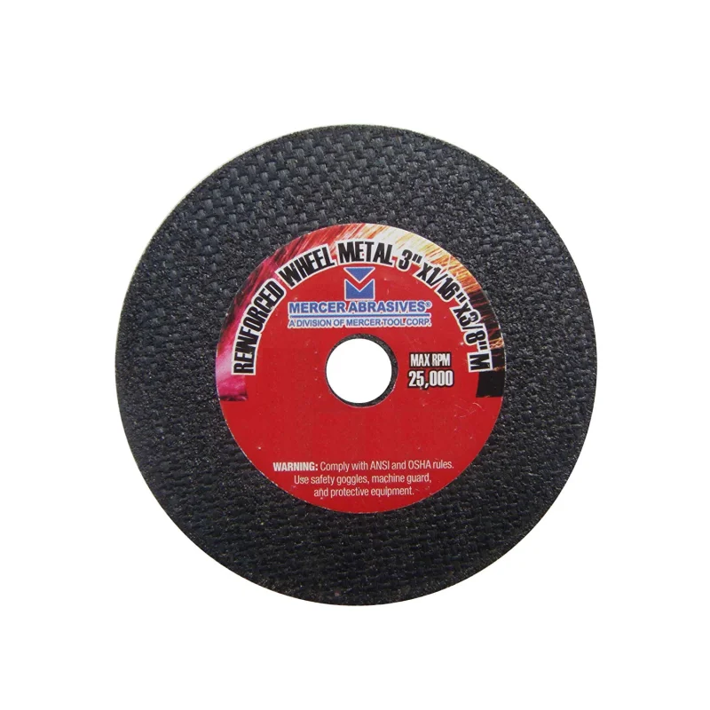 Mercer Abrasives 613080-100 Small Diameter High Speed Fully Reinforced Cut-Off Wheels 3-Inch by 1/16-Inch by 3/8-Inch C, 100-Pack