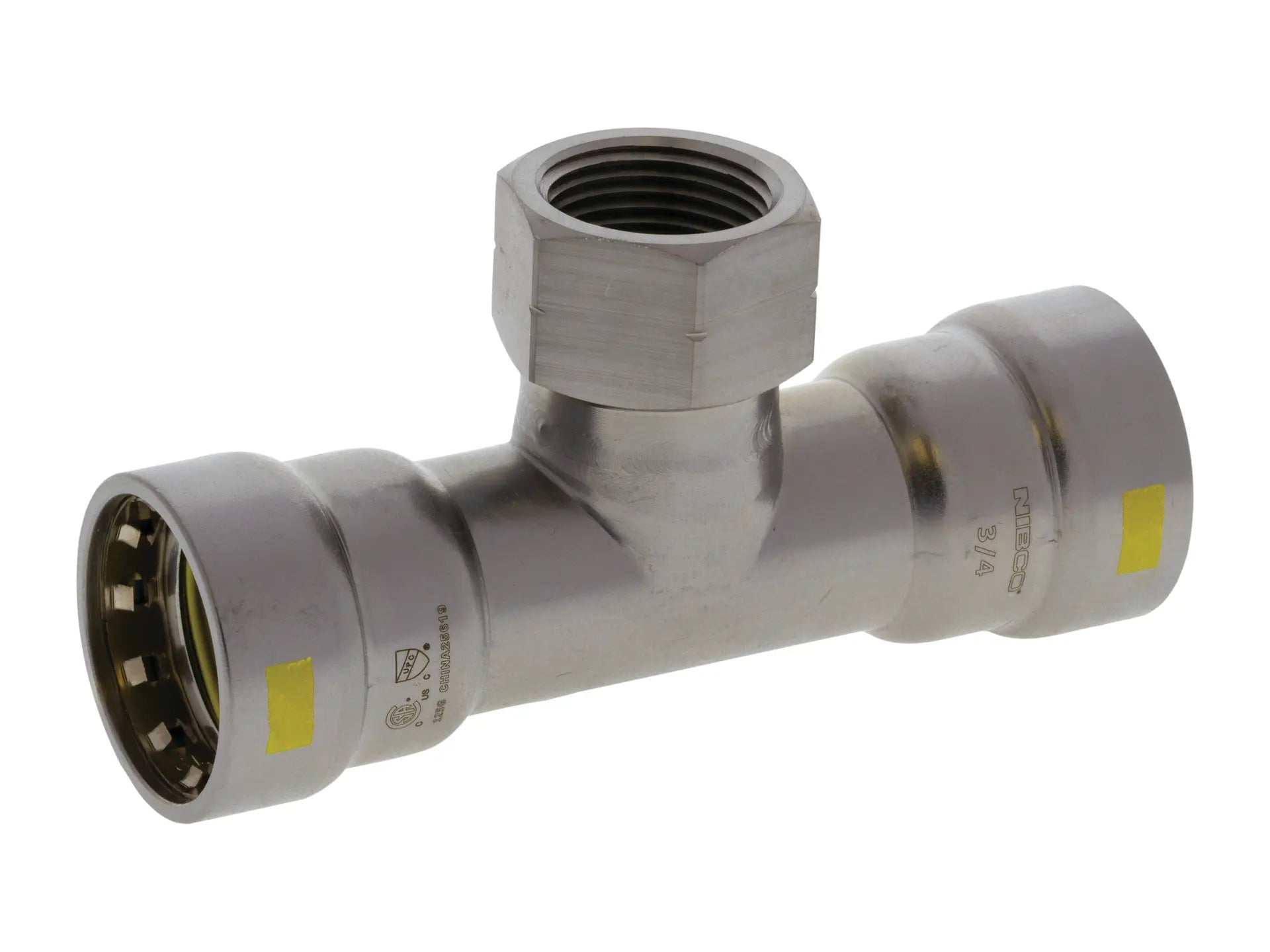 NIBCO 2116502HPC, 3/4 in. x 3/4 in. x 1/2 in. BenchPressG Tee P x P x F Carbon Steel PCH212