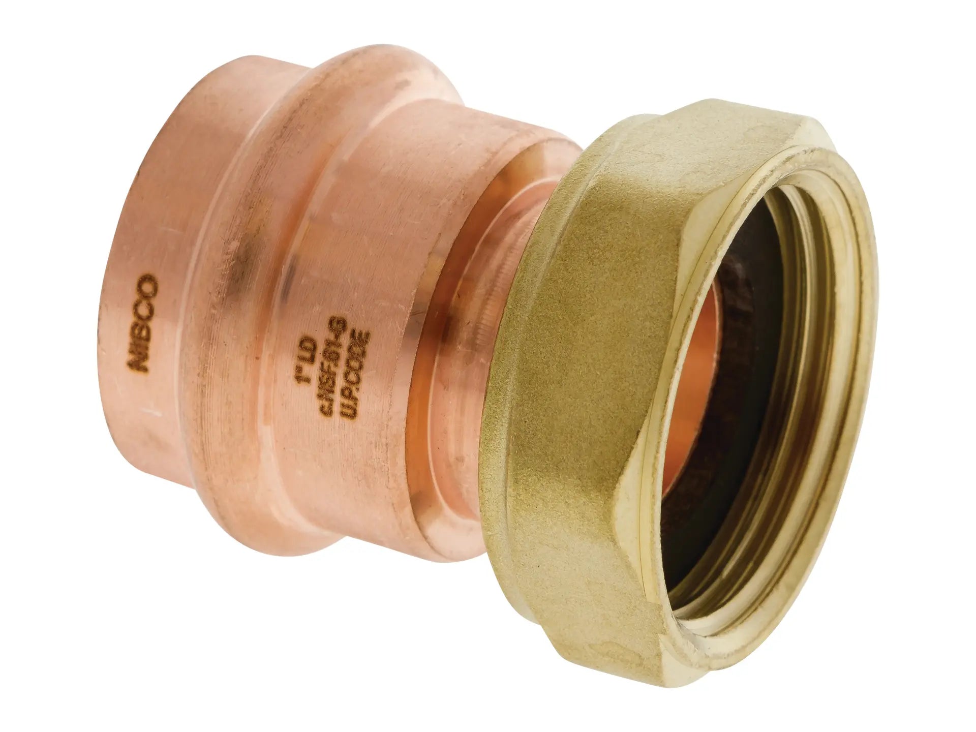 NIBCO 926700PC, 1/2 in. x 1 in. Press System Copper Tailpiece PXF BSP PC634