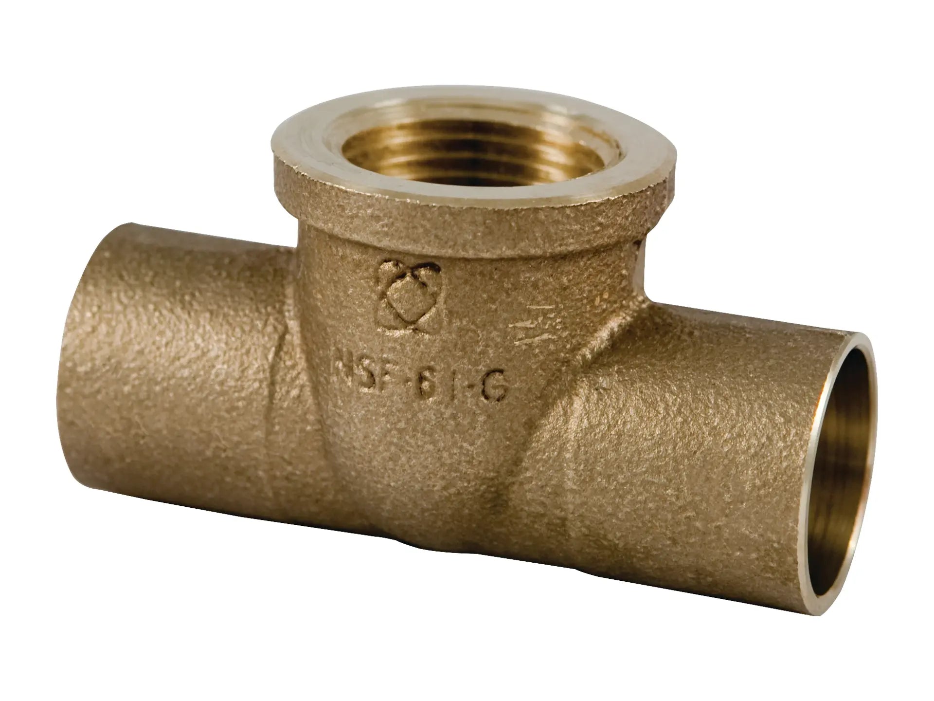 NIBCO B14580L, 1/2 in. x 1/2 in. x 3/4 in. Tee C x C x F, Performance Bronze 712-BH-LF