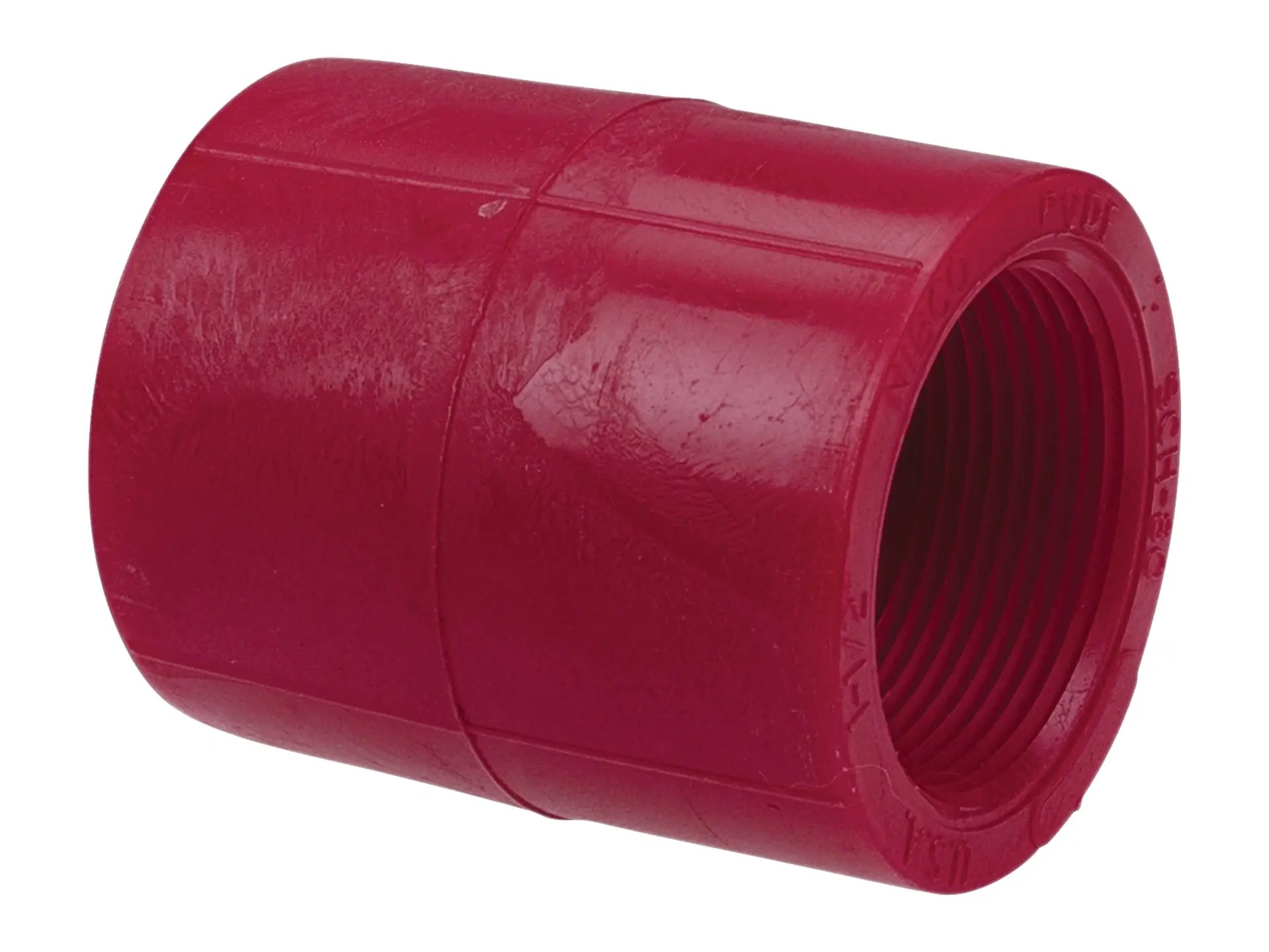 NIBCO CD00500, 1/2 in. x 1/2 in. Female Adapter Coupling S x FPT Kynar Red PVDF Schedule 80 6503