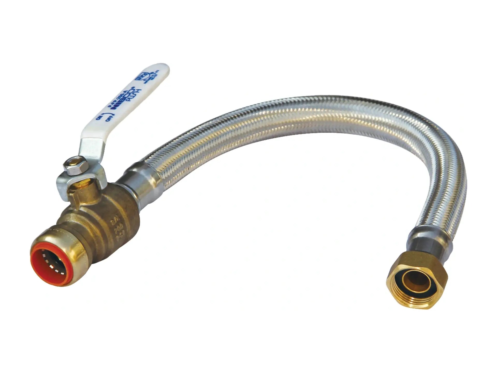 NIBCO FXFV18012, 1/2in. x 3/4in. Flexible Connectors Push Water Heater Connector w/Ball Valve