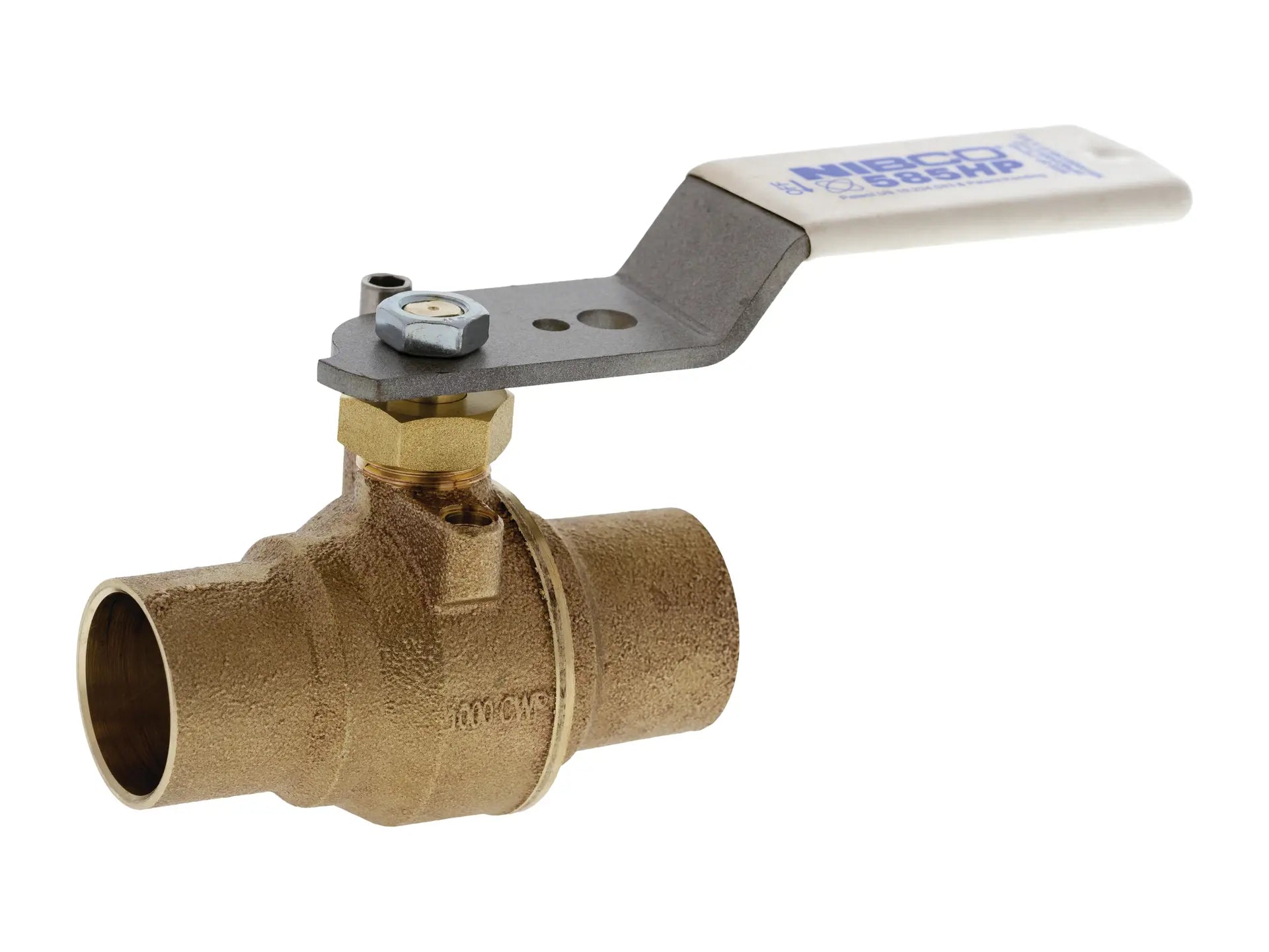 NIBCO HP83HXE, 2-1/2 in. x 2-1/2 in. Solder End HP Brz Ball Valve FP CS STD Handle S-585HP-66-LF