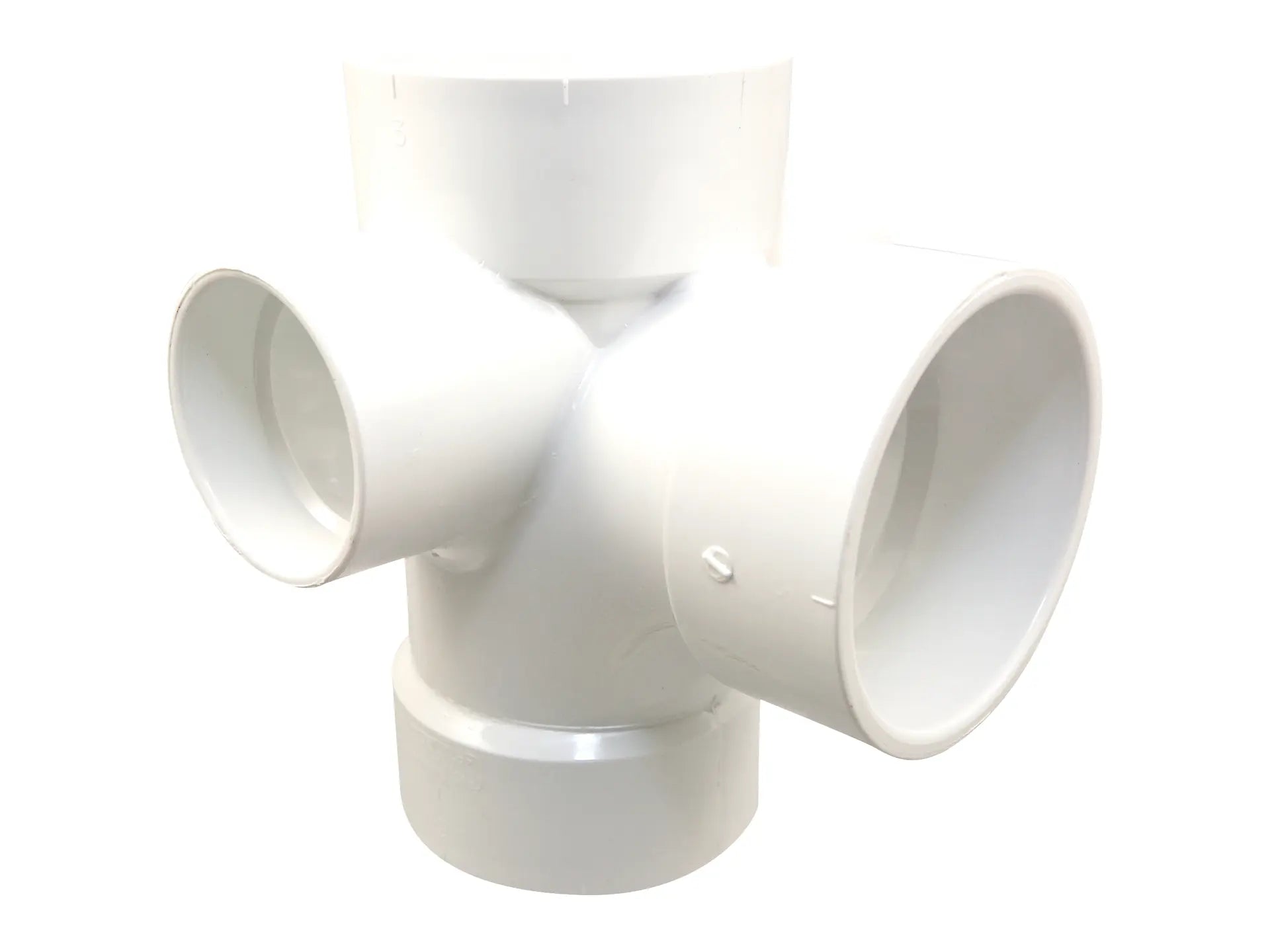 NIBCO K490350, 3in. x 3in. x 3in. x 2in. Sanitary Tee with 90° Right and Left Inlets Hub PVC DWV