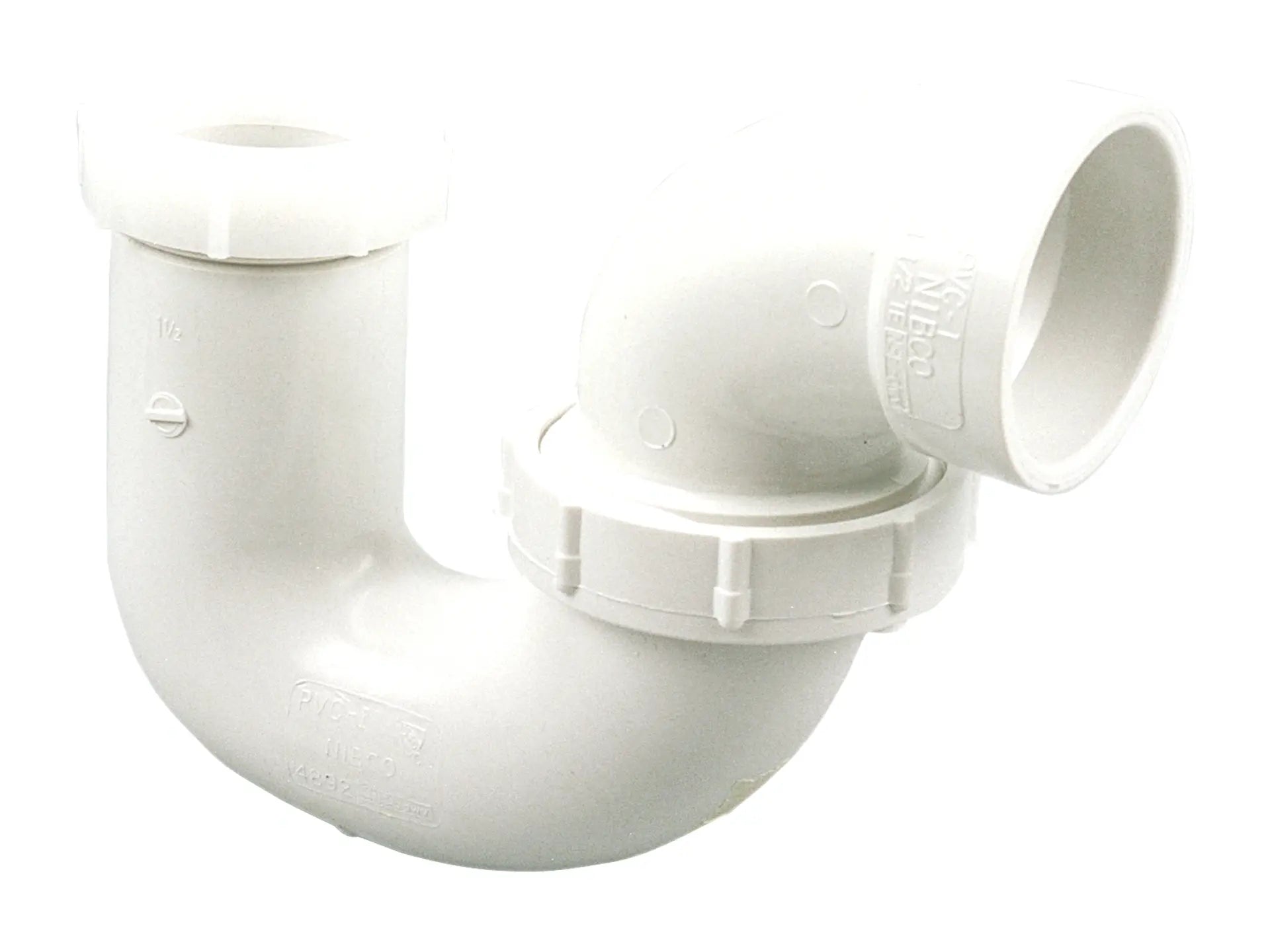 NIBCO K600350, 1-1/2 in. x 1-1/2 in. P-Trap with Union Joint Hub x SJ PVC DWV 4892