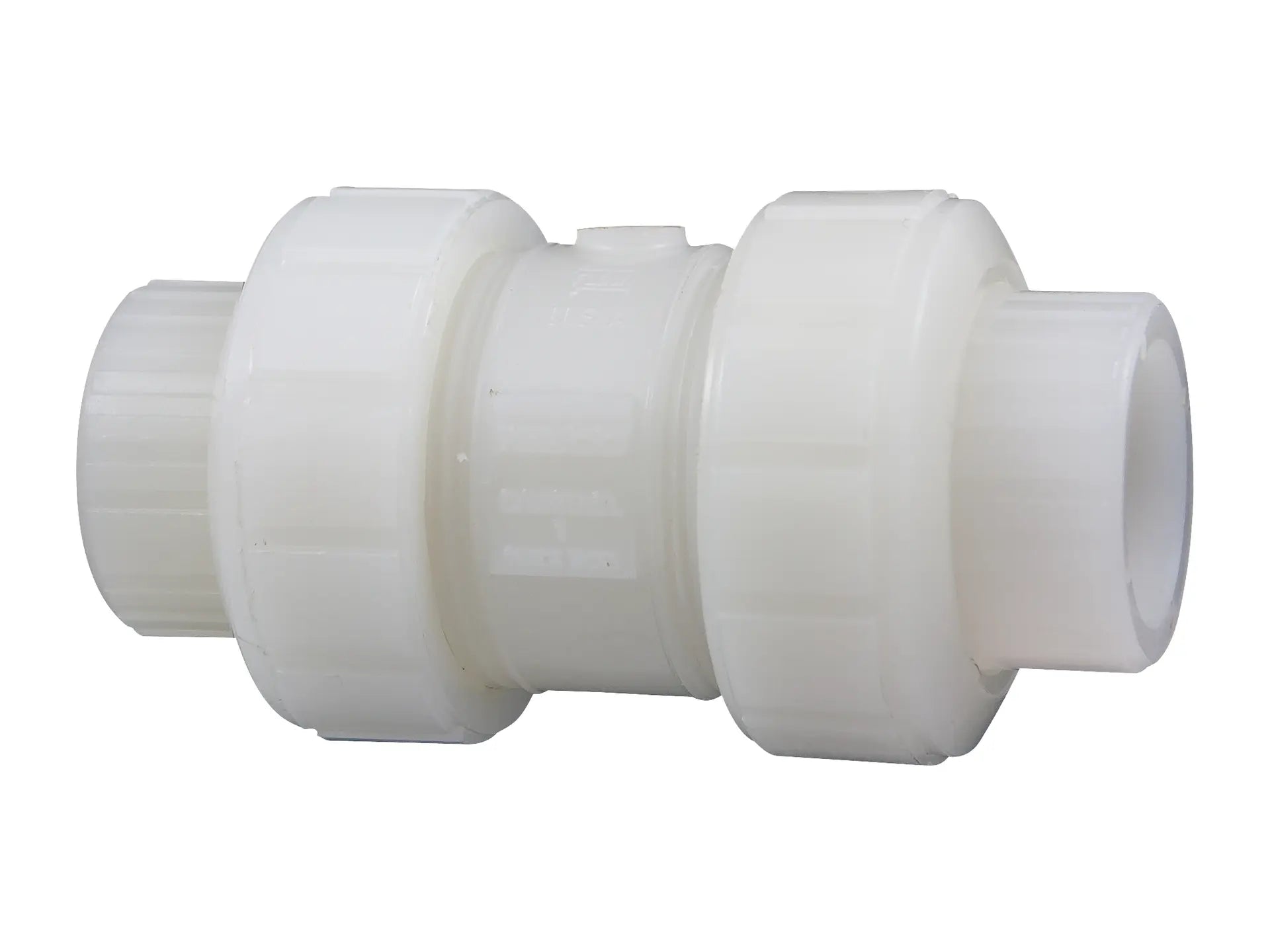 NIBCO ME801A6, 1/2in. Ball Check Valve Socket, True Union, Kynar Natural PVDF Schedule 80, FKM S66BCV