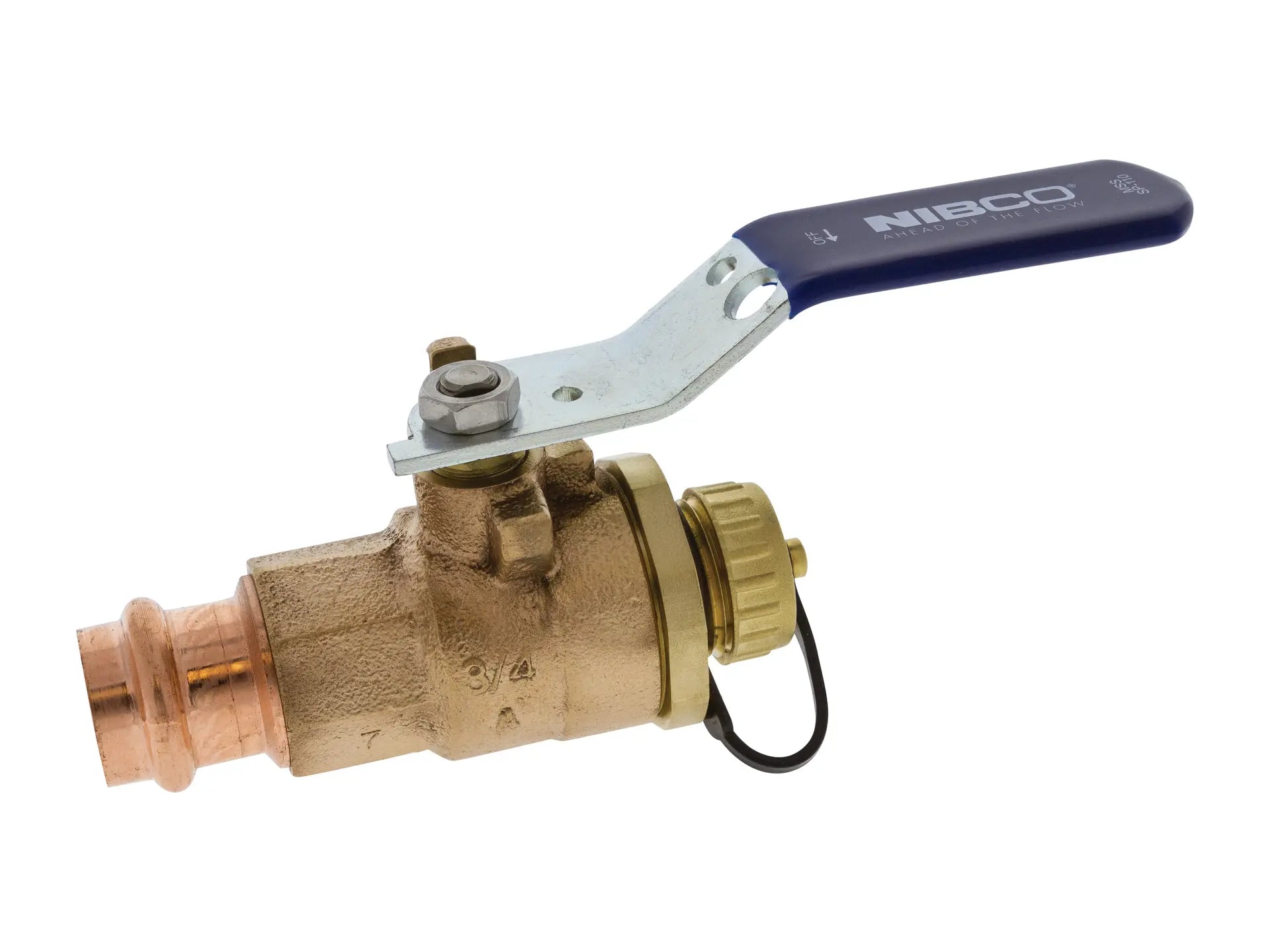 NIBCO NF843C6, 1/2 in. x 3/4 in. Ball Valve Bronze, 250 PSI, Hose Connection PC-585-70-HC