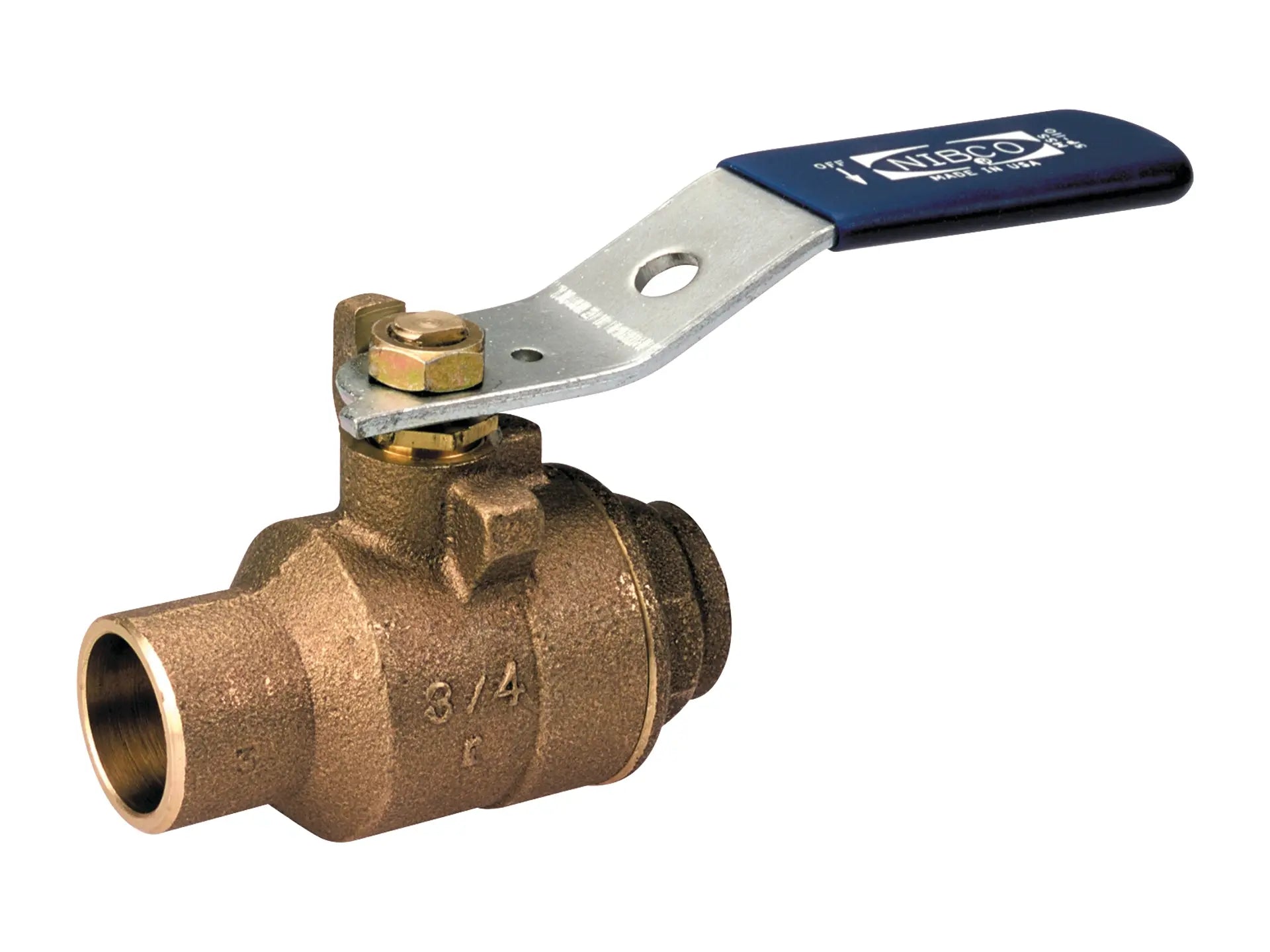 NIBCO NJ8300B, 1-1/4 in. Two-Piece Bronze Ball Valve Conventional Port, Solder Ends S-580-70