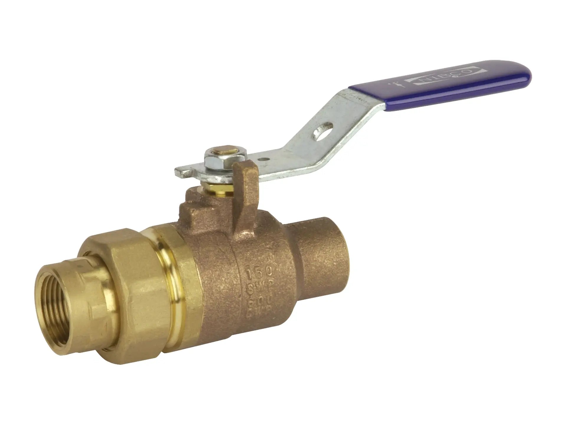 NIBCO NJ83F26, 1/2in. Two-Piece Bronze Ball Valve Single Union End, Solder x Threaded ST-585-70-SU