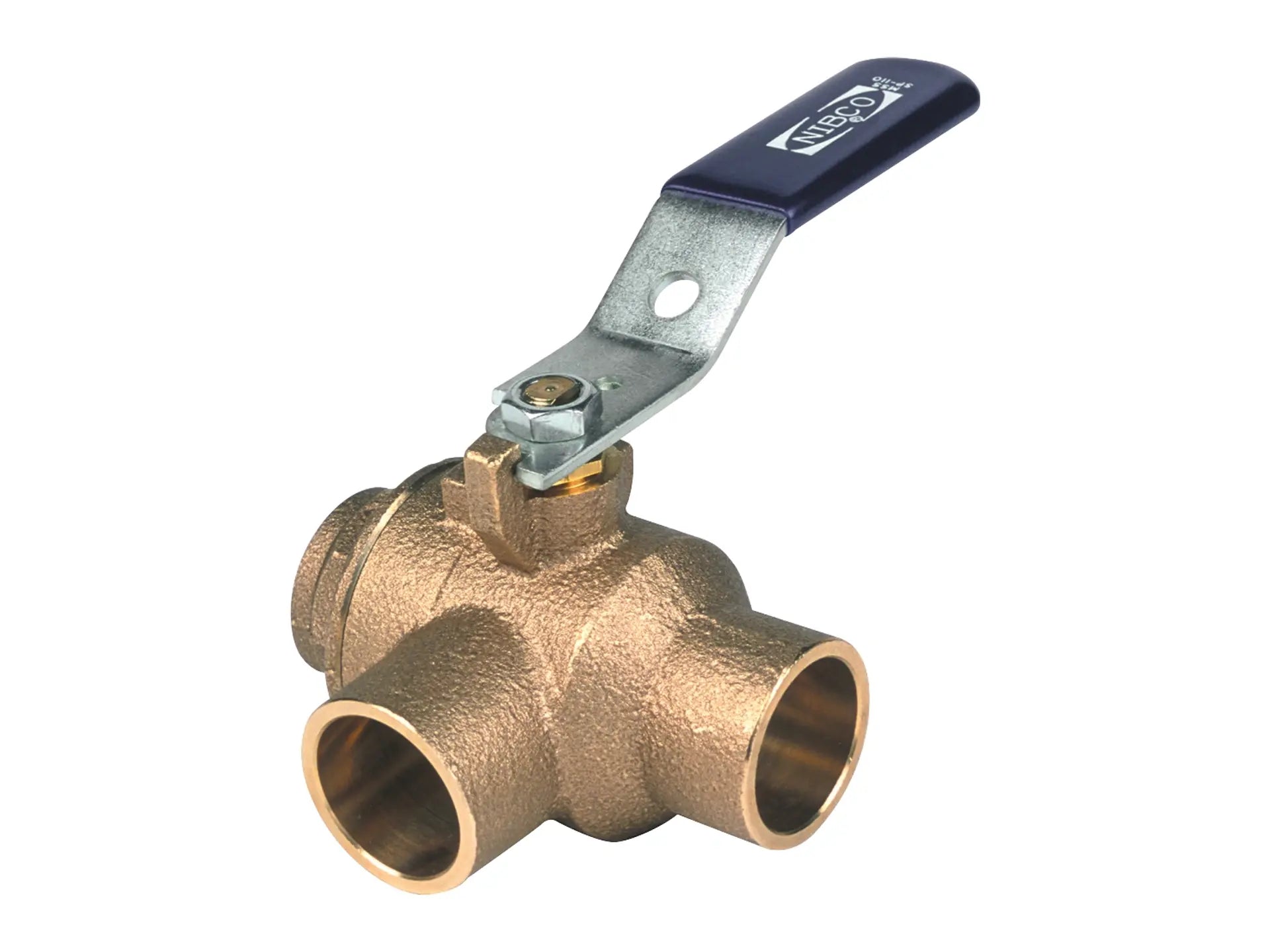 NIBCO NJ83L06, 1/2 in. Two-Piece Bronze Ball Valve Full Port, Three-Way, Solder S-585-70-W3