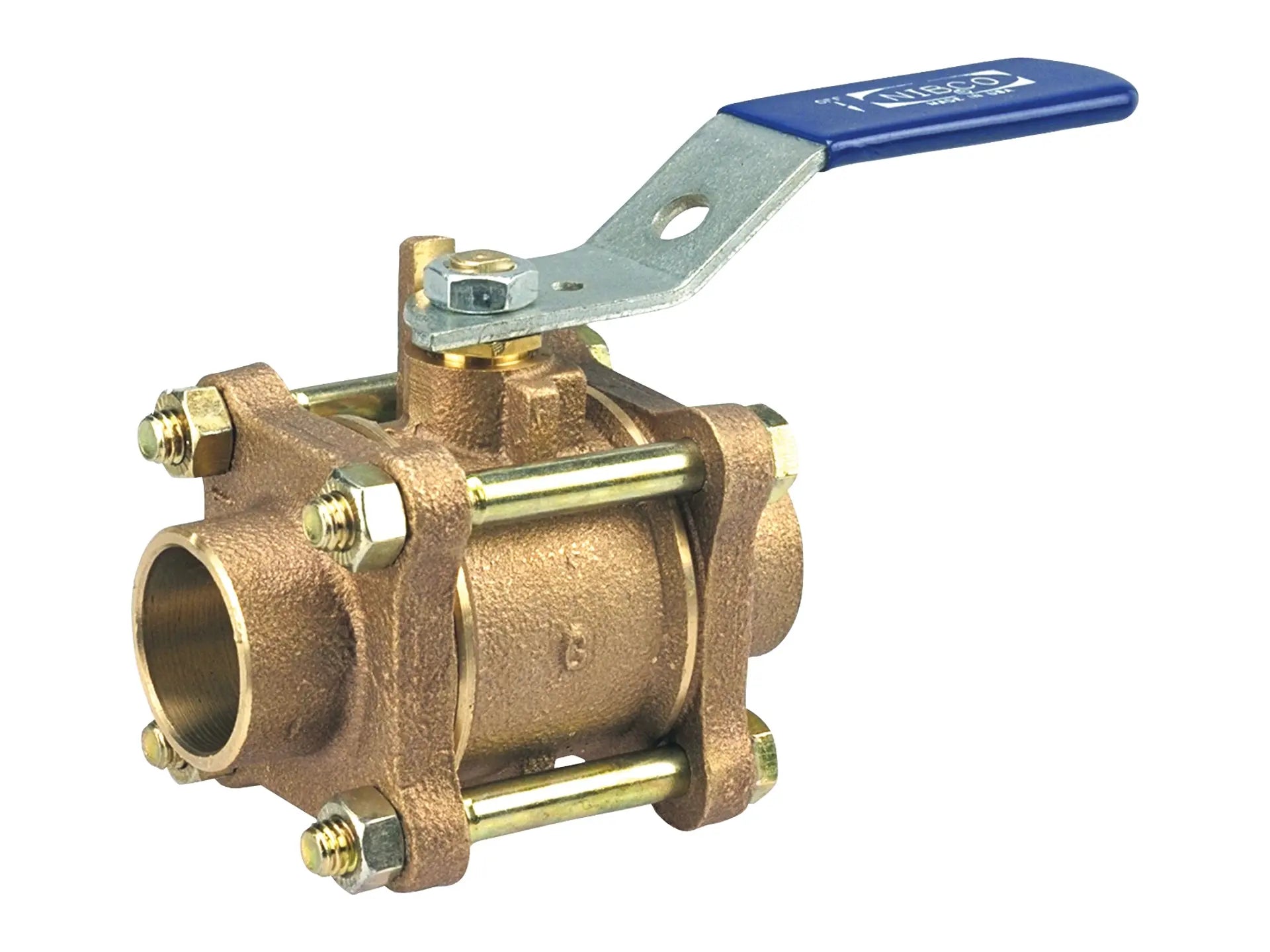 NIBCO NJ91H0E, 2-1/2 in. Three-Piece Bronze Ball Valve Conventional Port, Solder Ends S-590-Y-66