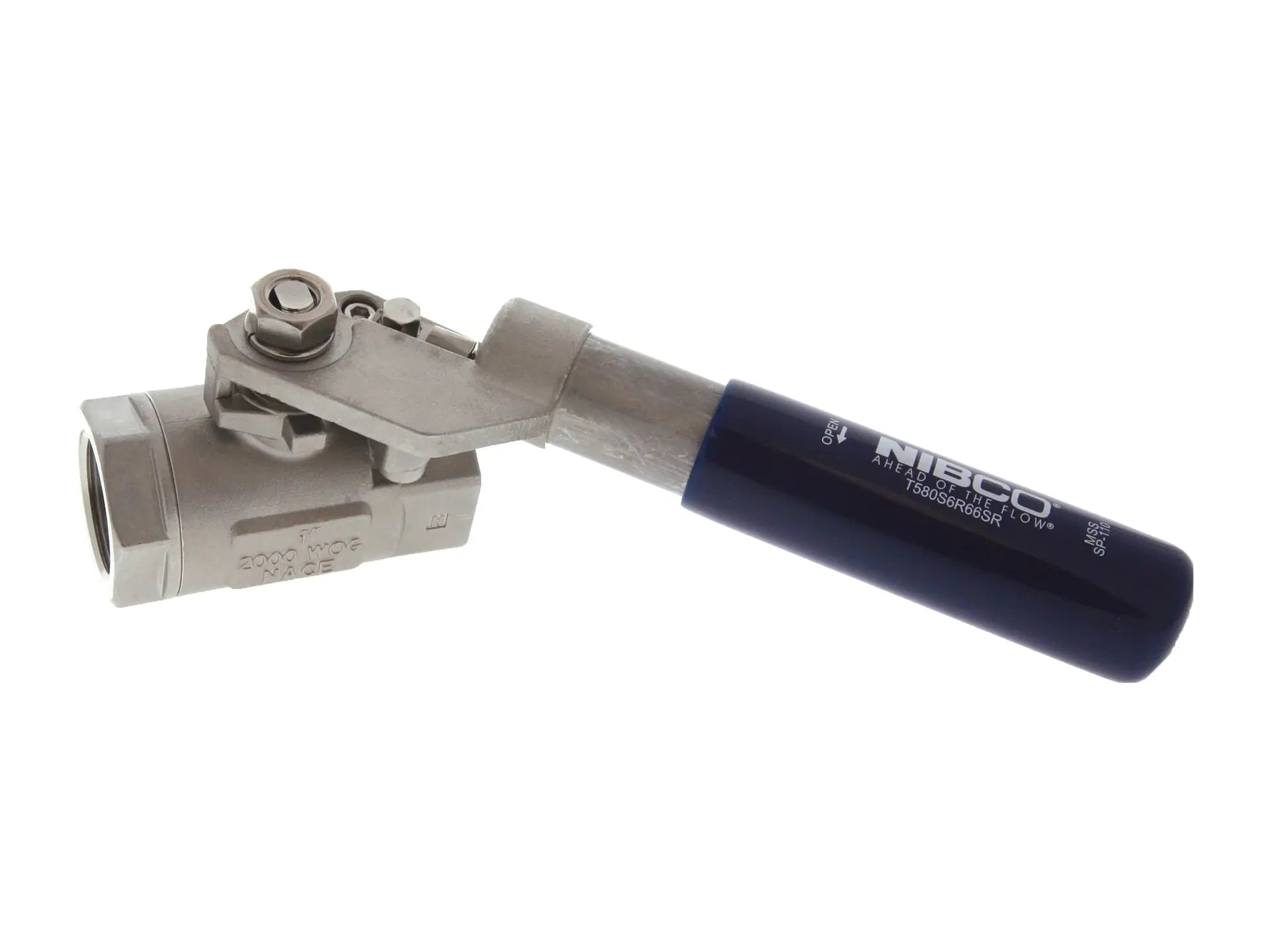 NIBCO NL95XZ5, 3/8in. Two-Piece SS Ball Valve Full Port, SS Trim, Spring Return Handle
