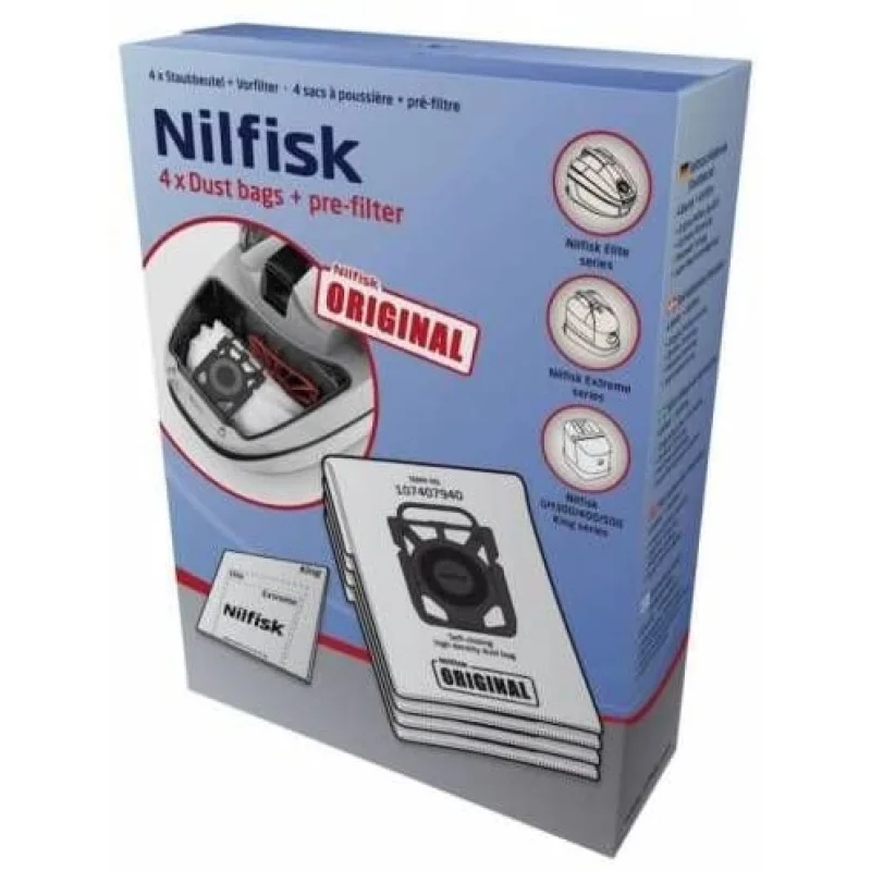 Nilfisk – 107407940-4 Bags Vacuum Cleaner + pre-Filter