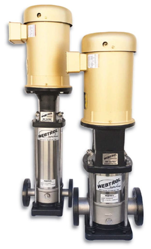 Webtrol NV85B3FE1T NV Series Vertical Booster Pump, 20-150 GPM, 7.5 Hp, 304 SS