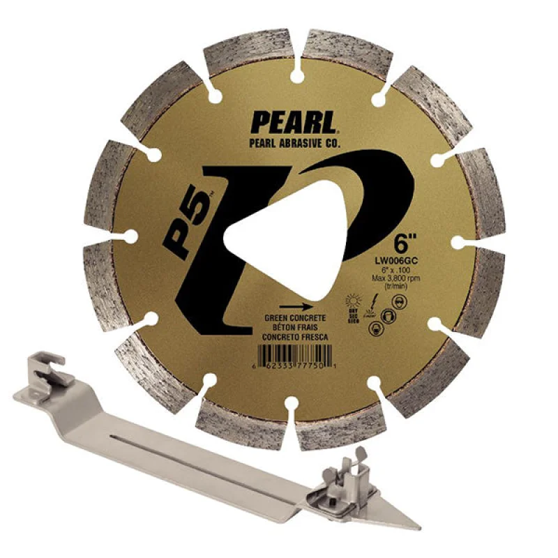 Pearl Abrasive LW006GC P5 Green Concrete Early Entry Blade Kit, 6-Inch, Gold