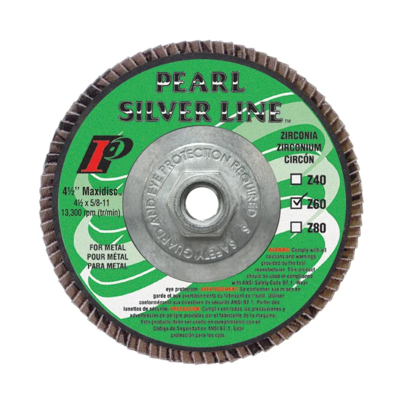 Pearl Abrasive MAX456ZTH 4-1/2″ by 5/8-11″ 60 grit Maxidisc, Flap Disc (hubbed)