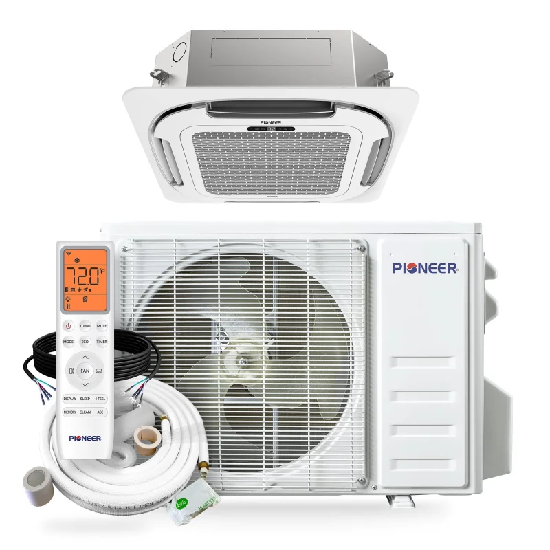 Pioneer Quantum Ultra 12,000 BTU 22 SEER2 230V Ceiling Cassette Ductless Mini-Split Air Conditioner Inverter Heat Pump Full Set