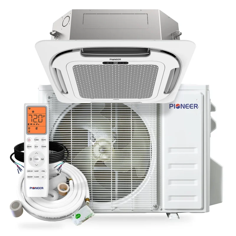 Pioneer Quantum Ultra 24,000 BTU 22.5 SEER2 230V Ceiling Cassette Ductless Mini-Split Air Conditioner Inverter Heat Pump Full Set