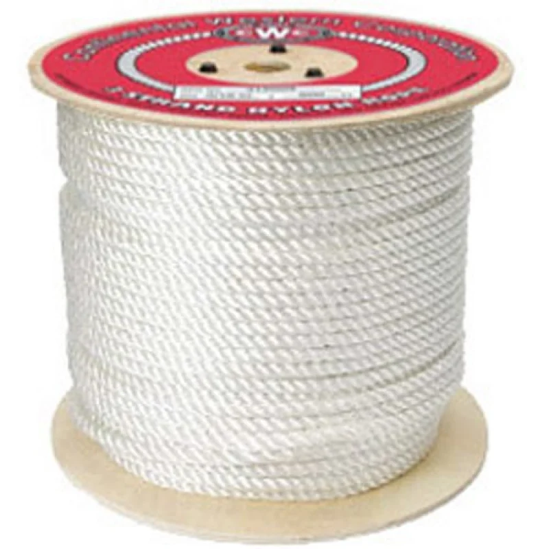 Rope 3-Strand Nylon Rope – 1/2″ x 600 ft, White