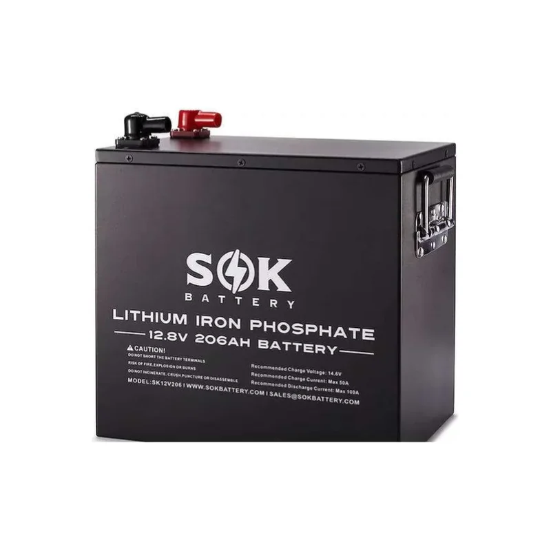 SOK Battery SK12V206H 12V 206Ah LiFePO4 Metal Box Bluetooth & Heated