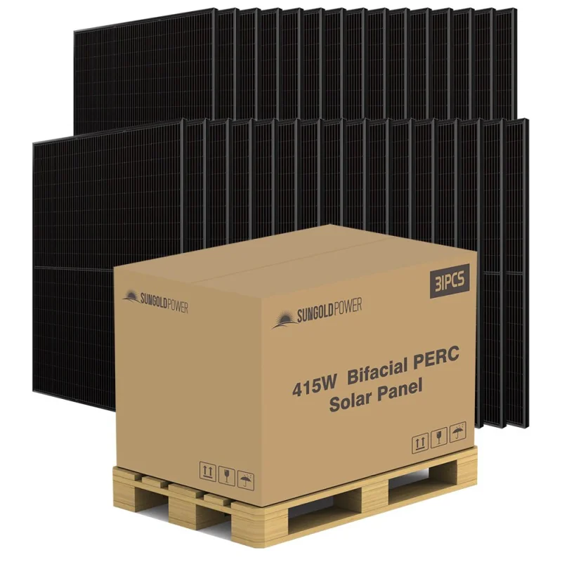 SunGoldPower 415W Bifacial PERC Solar Panel| SGP-415-BBS (31 PANELS) UL61730 CEC Listed